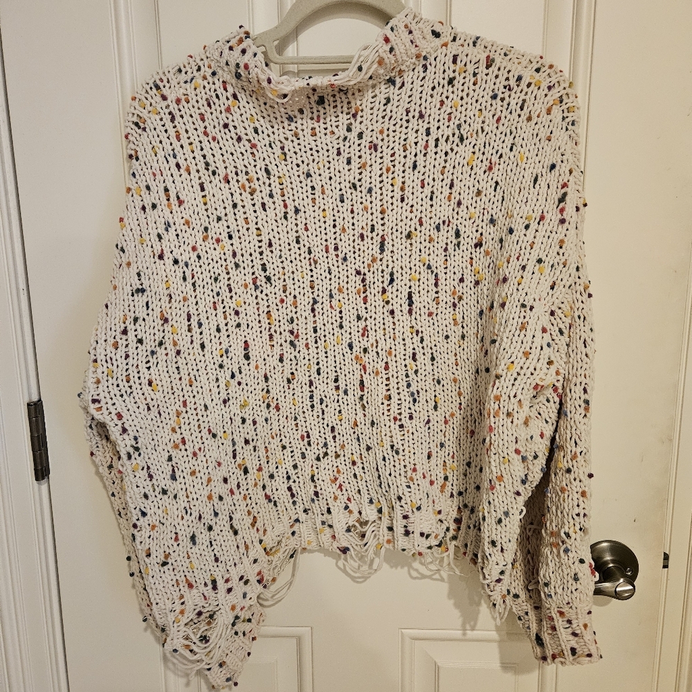 POL Multicolor Lightweight  Speckled Knit Sweater